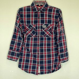 Superdry Button Down Roll Tab Sleeve Plaid Shirt